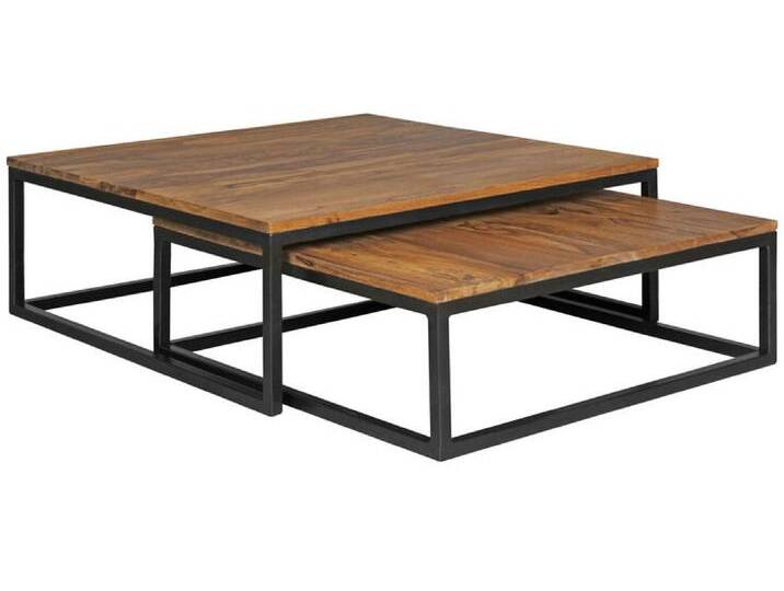 Couchtisch 2er Set Schwarz/ Sheesham massiv von porta