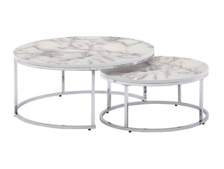 Couchtisch 2er Set Silberfarbig/ Marmor Optik Weiß von porta