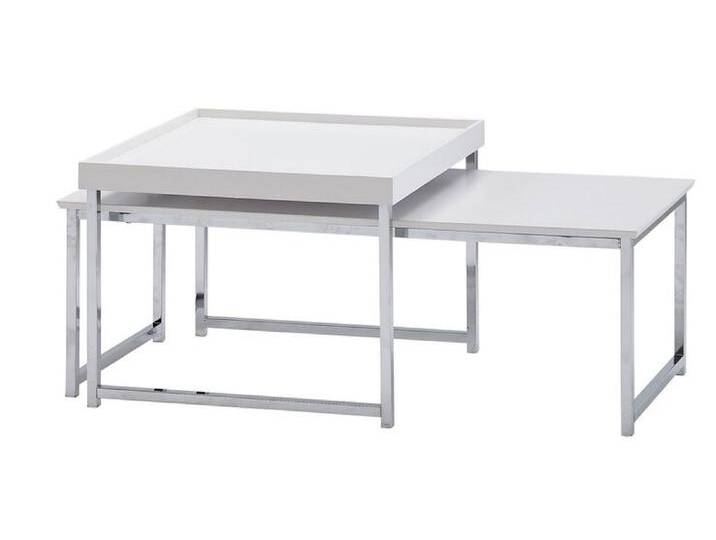 Couchtisch 2er Set Silberfarbig/ Weiß von porta