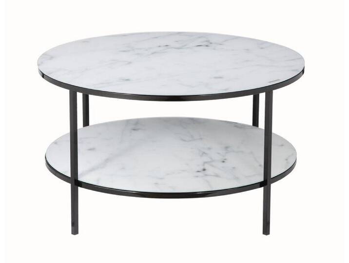 Couchtisch 80 x 80 cm rund schwarz/weiß mit Ablage von porta