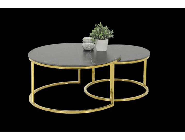 Couchtisch JOEL rund 2er Set 80x41/60x37 cm Mamor-Optik... von porta
