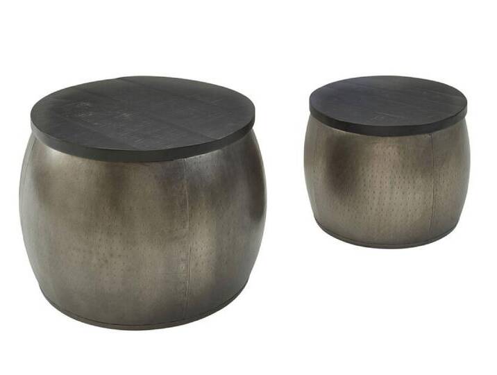 Couchtisch rund 2er Set Silberfarbig/ Schwarz von porta