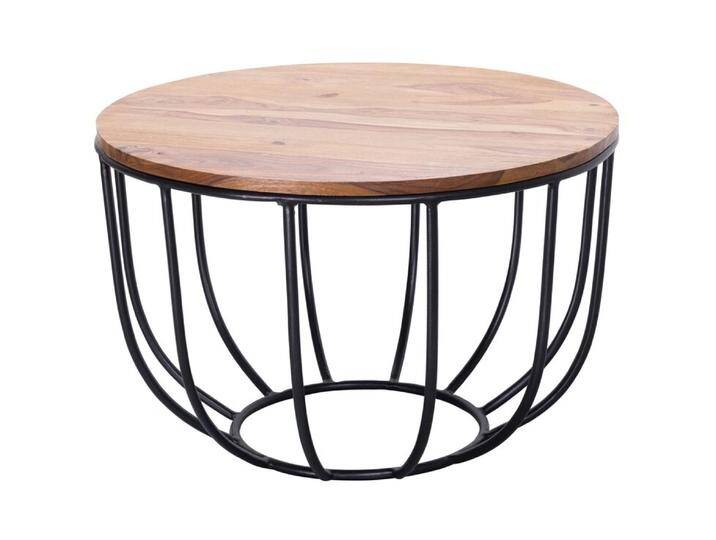 Couchtisch rund 60 x 39 cm Schwarz/ Sheesham massiv von porta