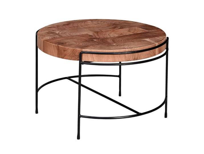 Couchtisch rund 62 cm Schwarz/ Akazie massiv von porta