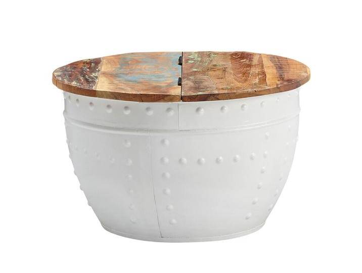 Couchtisch rund Ø 60 cm Metall Weiß/Mango massiv Couchtisch rund Ø 60 cm Metall Weiß/Mango massiv von porta