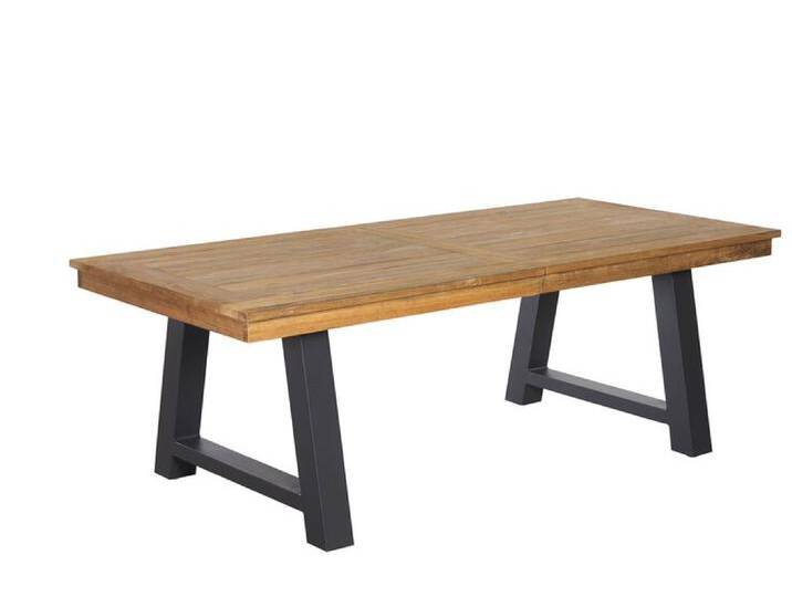 Gartentisch OLI 220-300 x 100 cm sandschwarz /Teak von porta