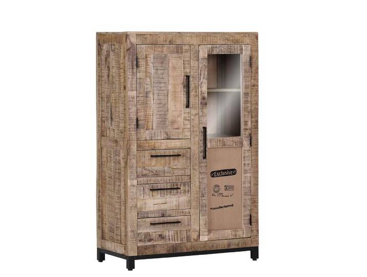 Highboard CHASE 95 x 147 cm Mango massiv/schwarz von porta