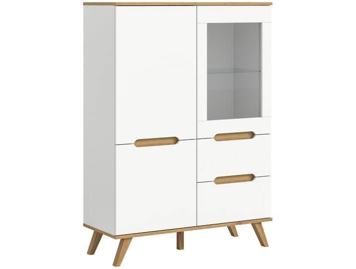 Highboard SCANDI 100x140 cm Weiß Braun Nox Oak Nachbildung von porta