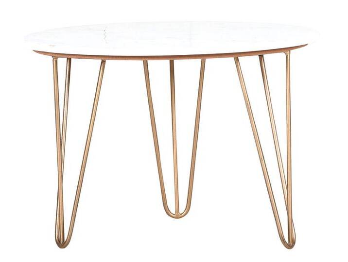 INTERhome Couchtisch STEEN 65 x 45 cm Marmor weiß/ goldfarbig von porta