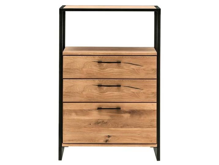 Kommode FRAME 80 x 108 cm Eiche massiv natur geölt/schwarz von porta