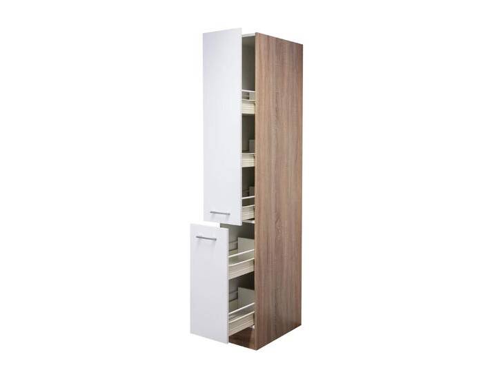 Küchen Apothekerschrank JACK 30 x 200 x 57 cm Eiche/ weiß von porta