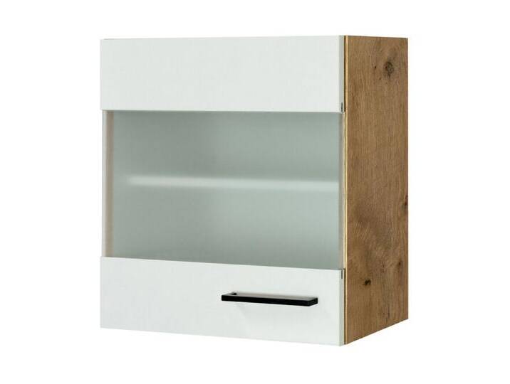 Küchen Glas-Hängeschrank AVILA 50 cm Eiche /weiß matt von porta