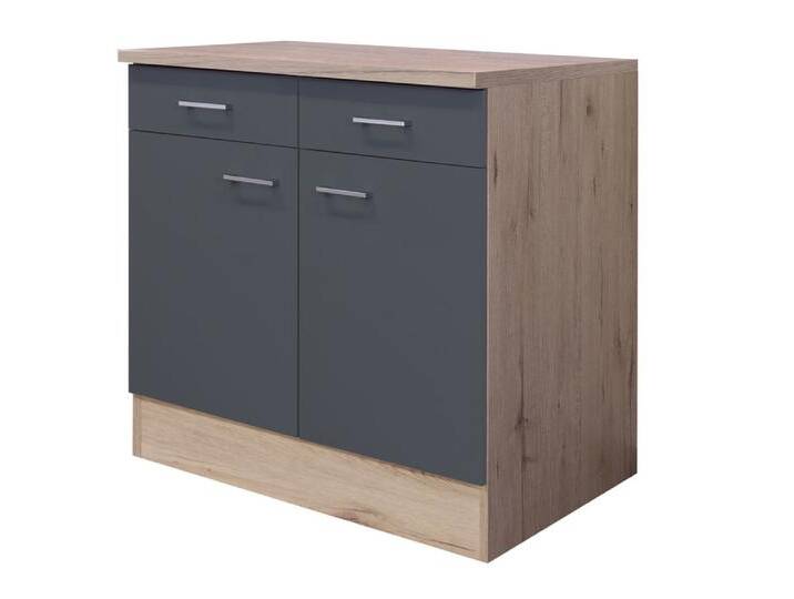 Küchen Unterschrank RALPH 80 cm Eiche/ grau von porta
