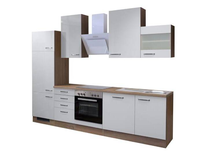 Küchenblock Valero Weiß Hochglanz/Eiche Sonoma Nachbildung 280 cm von porta