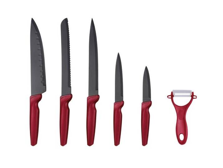 Küchenmesser Set 6-teilig rot matt von porta