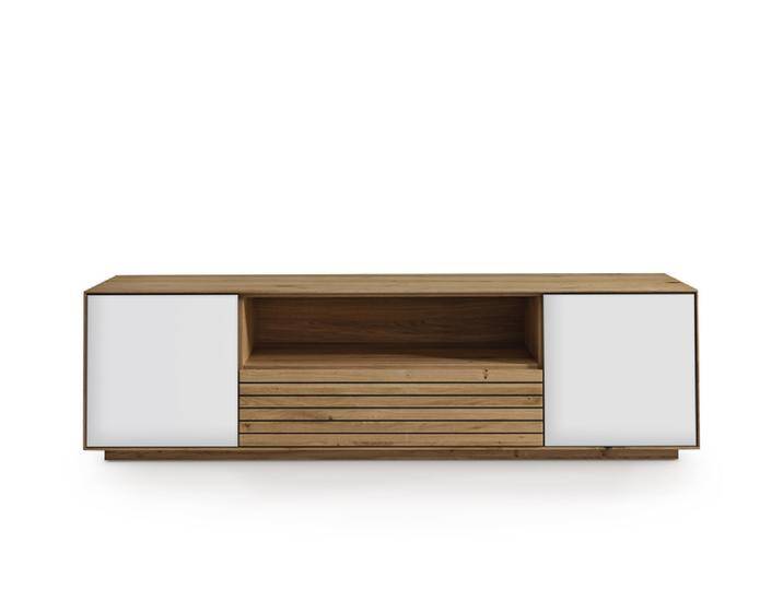 Lowboard 158 x 44 cm Eiche massiv/Glas satinato Lowboard 158 x 44 cm Eiche massiv/Glas satinato von porta