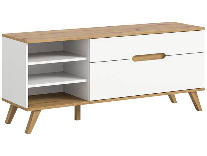 Lowboard SCANDI 140x60 cm Weiß Braun Nox Oak Nachbildung Lowboard SCANDI 140x60 cm Weiß Braun Nox Oak Nachbildung von porta