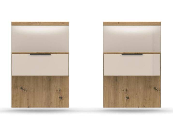 Nachtkonsole SEAMO 2er Set Artisan Eiche/ Glas Champagner Nachtkonsole SEAMO 2er Set Artisan Eiche/ Glas Champagner von porta