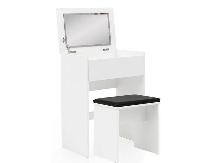 Schminktisch mit Hocker und Spiegel 60 x 81 cm weiß von porta