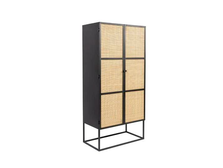 Schrank JOANNA 70 x 145 cm Rattangeflecht/schwarz von porta