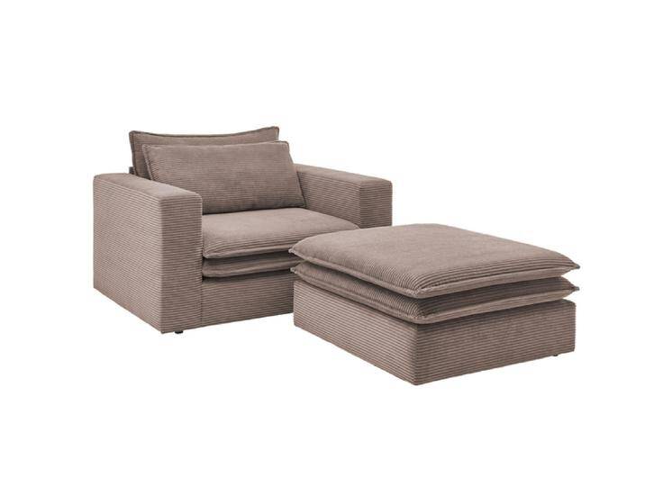 Sessel mit Hocker PIAGGE 110 cm hellbraun von porta