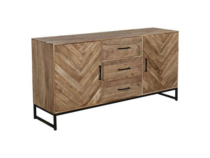 Sideboard LUANDA 160 x 80 cm Akazie massiv natur/schwarz von porta