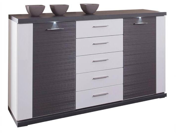 Sideboard MANHATTAN Hochglanz Weiß ca. 156 x 90 x 42 cm von porta