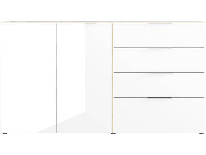 Sideboard OAKLAND 184 x 102 cm Glas Weiß/Navarra-Eiche-Dekor von porta