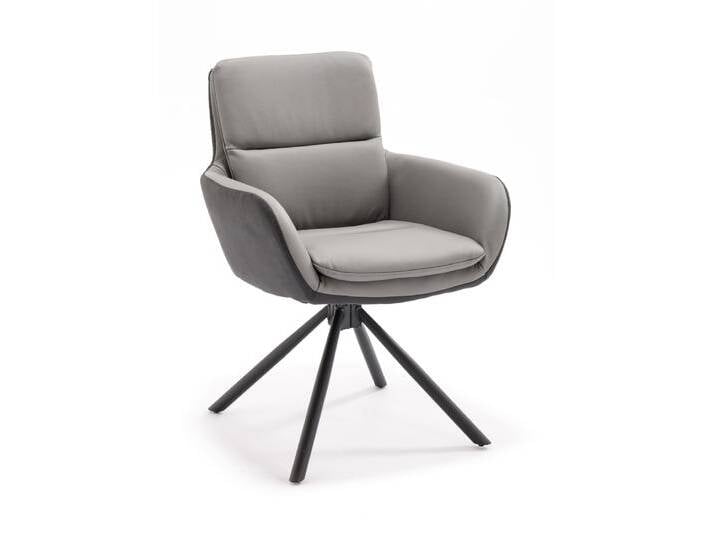 Stuhl NOVALEE Stoffmix Mikrofaser anthrazit/Leder grau von porta
