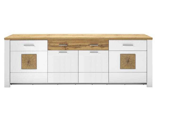 TV-Lowboard MATERA 220x74 cm Weiß supermatt / Eiche-Dekor TV-Lowboard MATERA 220x74 cm Weiß supermatt / Eiche-Dekor von porta