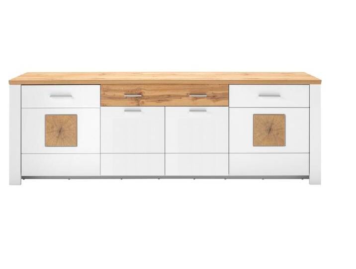 TV-Lowboard MATERA 220x74 cm Weiß supermatt / Eiche-Dekor von porta