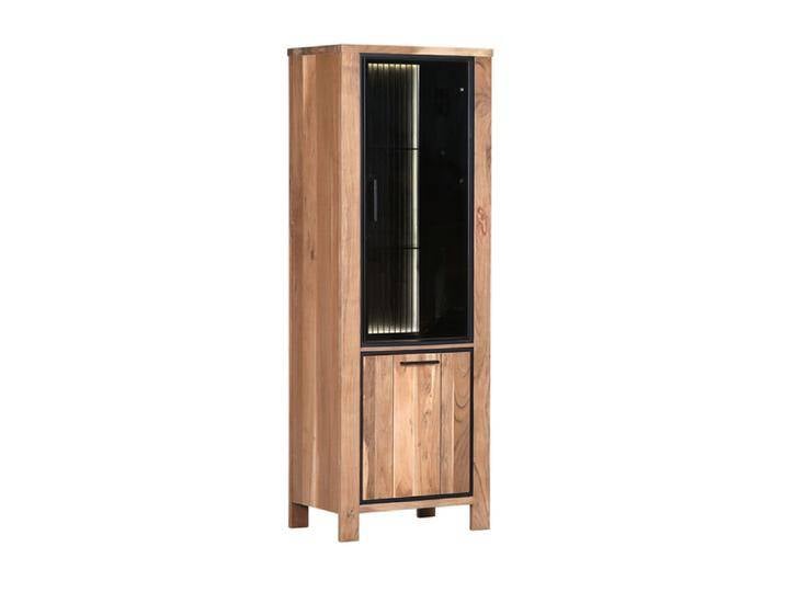 Vitrine AKAZIO, Akazie massiv, 65 x 44 x 180 cm Braun/Schwarz von porta