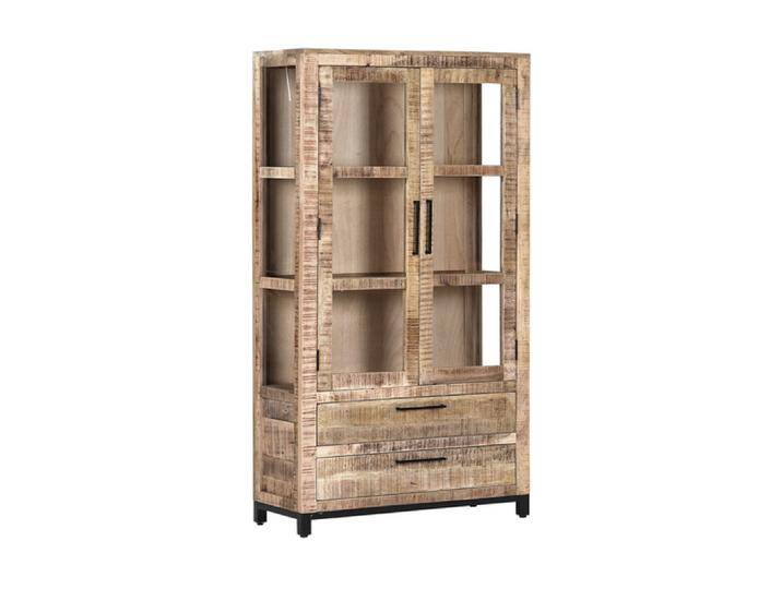 Vitrine CHASE 100 x 180 cm Mango massiv/schwarz von porta