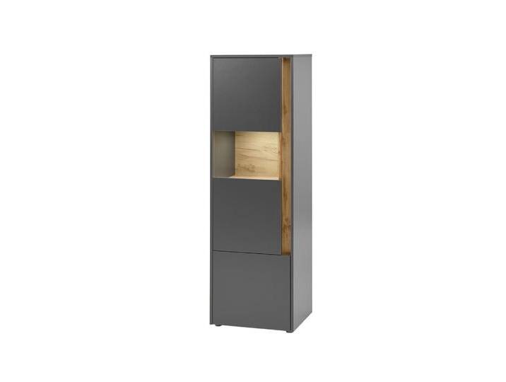 Vitrine CITY 50 x 157 cm Anthrazit/Wotan Eiche Dekor von porta