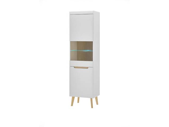 Vitrine SVANTE TORGE 50 x 197 cm Weiß matt/Braun von porta