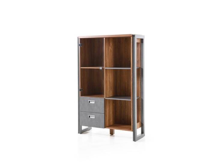 Vitrinenschrank DETROIT 90 x 140 cm braun/anthrazit von porta
