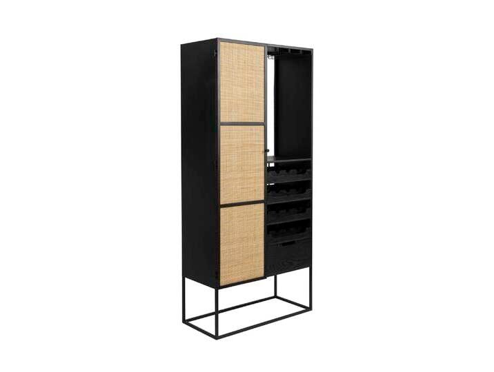 Weinschrank JOANNA 80 x 175 cm Rattangeflecht/schwarz von porta