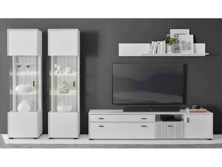 Wohnkombi 11 HUDSON 4-teilig 316x180 cm weiß/schwarz von porta