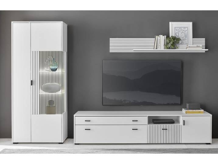 Wohnkombi 17 HUDSON 3-teilig 285x180 cm weiß/schwarz von porta