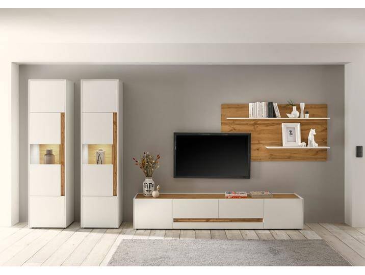 Wohnkombi 21 CITY 4-teilig 400 x 197 cm Weiß/Wotan Eiche Dekor von porta