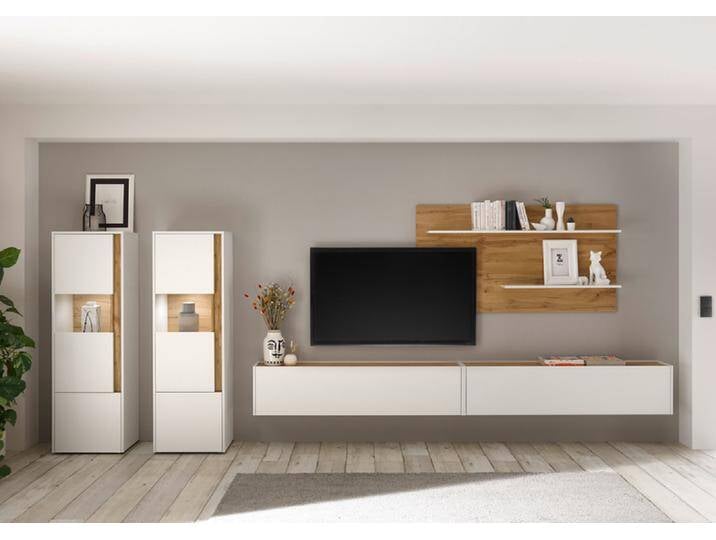 Wohnkombi 22 CITY 5-teilig 440 x 180 cm Weiß/Wotan Eiche Dekor von porta