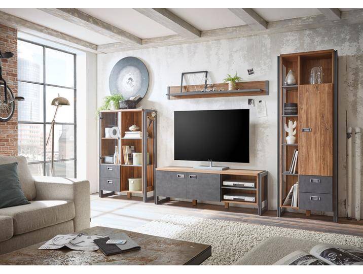 Wohnkombi III DETROIT 4-teilig 340 x 202 cm braun/anthrazit von porta