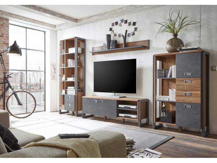 Wohnkombi IV DETROIT 4-teilig 340 x 202 cm braun/anthrazit von porta