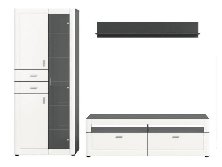 Wohnkombination LAGO 3-teilig 255 x 194 cm weiß matt/grau von porta