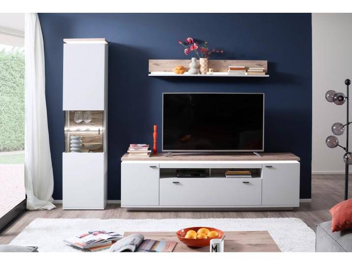 Wohnwand AMANTEA 3-teilig 270x207 cm Weiß / Viking Oak von porta