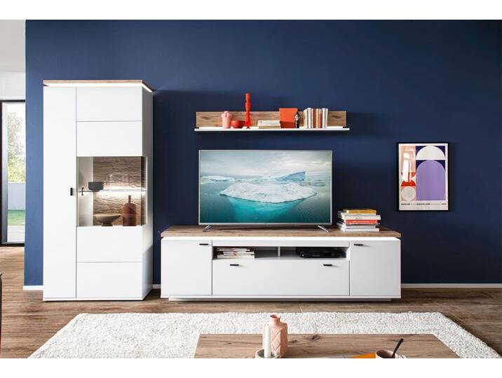 Wohnwand AMANTEA 3-teilig 310 x 207 cm Weiß / Viking Oak von porta