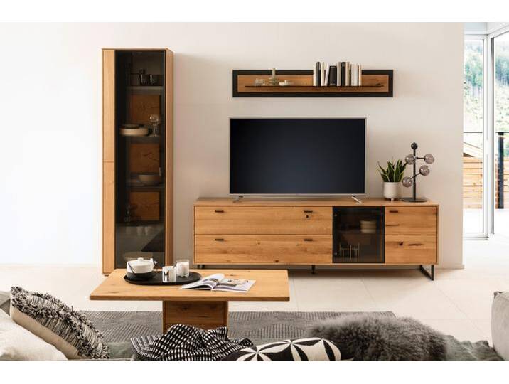 Wohnwand ASSINI 286x206 cm Ast/Balkeneiche Anthrazit von porta