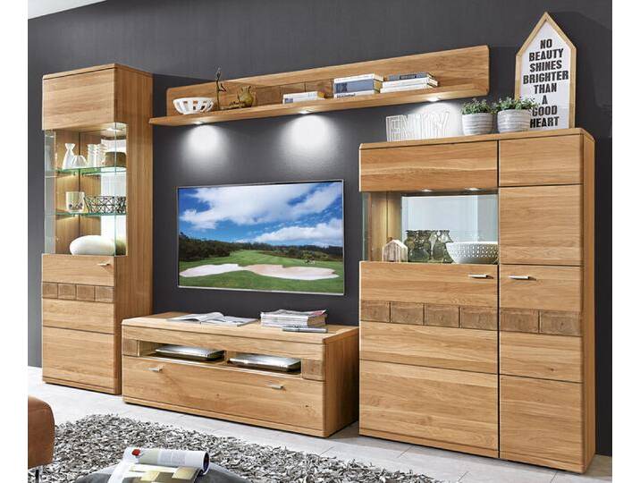 Wohnwand Eiche Bianco ca. 311 x 205 x 50 cm von porta