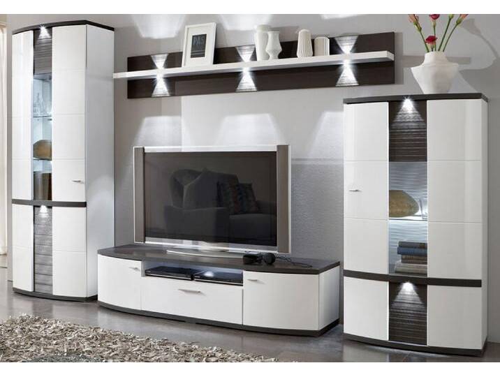 Wohnwand III CABANA 4-teilig weiß/graphit von porta