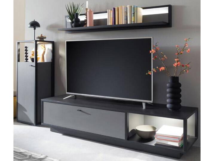 Wohnwand LUXOR II 3-teilig Royla grau/ anthrazit von porta